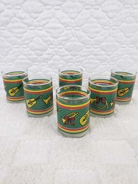 Vtg Lancaster Colony Candle Lite Glass Christmas Votive Tea Light USA Set of 6